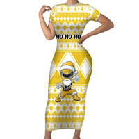 Personalized Power Yellow Ranger Santa Claus Family Matching Short Sleeve Bodycon Dress and Hawaiian Shirt Funny Christmas - Wonder Print Shop