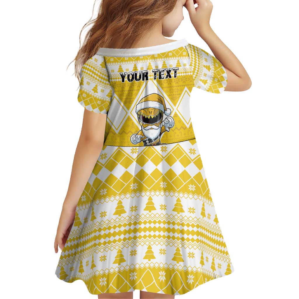 Personalized Power Yellow Ranger Santa Claus Family Matching Summer Maxi Dress and Hawaiian Shirt Funny Christmas - Wonder Print Shop