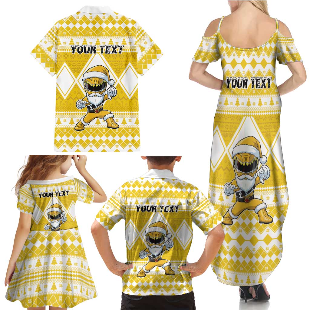 Personalized Power Yellow Ranger Santa Claus Family Matching Summer Maxi Dress and Hawaiian Shirt Funny Christmas - Wonder Print Shop