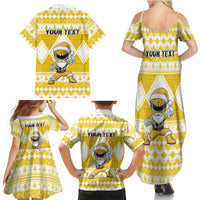 Personalized Power Yellow Ranger Santa Claus Family Matching Summer Maxi Dress and Hawaiian Shirt Funny Christmas - Wonder Print Shop