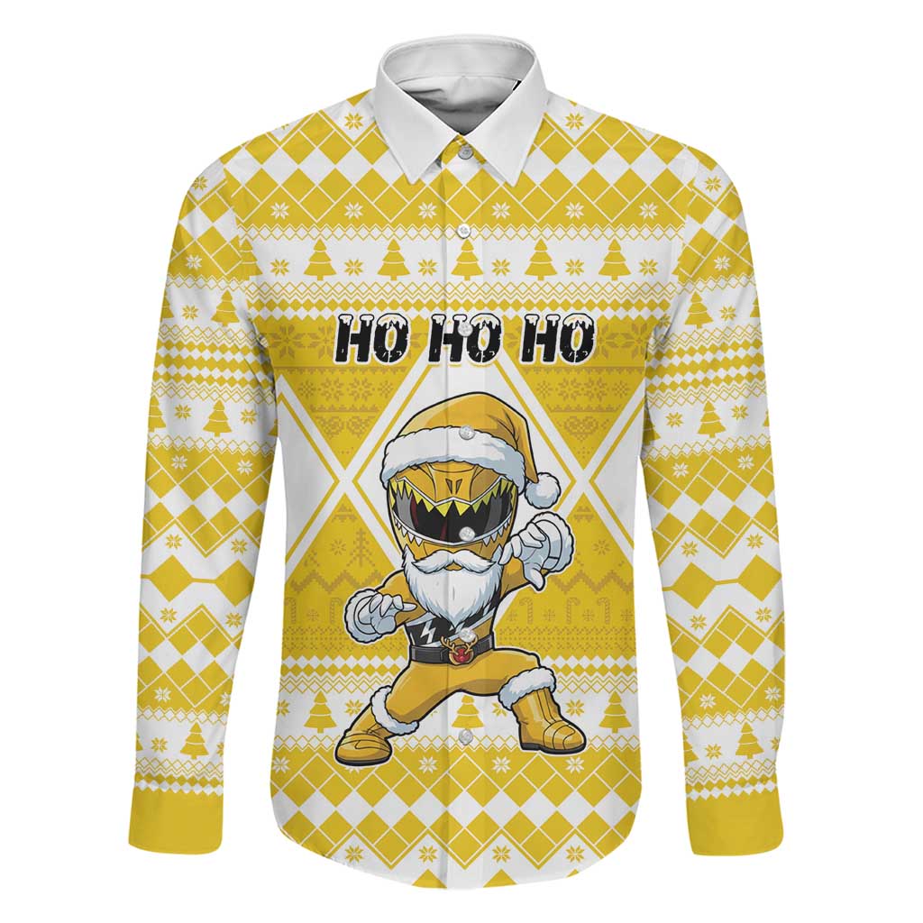 Personalized Power Yellow Ranger Santa Claus Family Matching Summer Maxi Dress and Hawaiian Shirt Funny Christmas - Wonder Print Shop