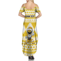 Personalized Power Yellow Ranger Santa Claus Family Matching Summer Maxi Dress and Hawaiian Shirt Funny Christmas - Wonder Print Shop