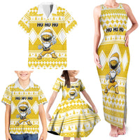 Personalized Power Yellow Ranger Santa Claus Family Matching Tank Maxi Dress and Hawaiian Shirt Funny Christmas - Wonder Print Shop