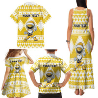 Personalized Power Yellow Ranger Santa Claus Family Matching Tank Maxi Dress and Hawaiian Shirt Funny Christmas - Wonder Print Shop