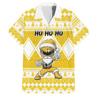 Personalized Power Yellow Ranger Santa Claus Family Matching Tank Maxi Dress and Hawaiian Shirt Funny Christmas - Wonder Print Shop