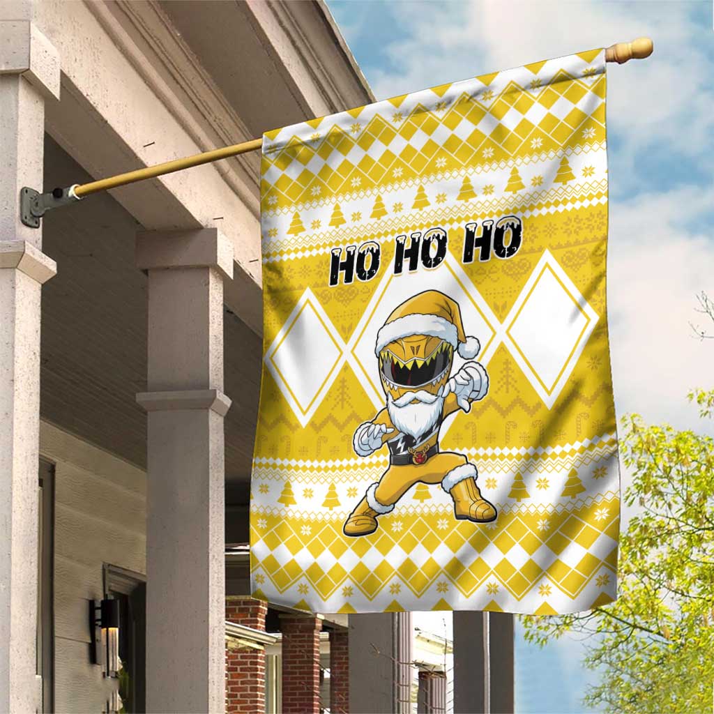Power Yellow Ranger Santa Claus Garden Flag Funny Christmas - Wonder Print Shop