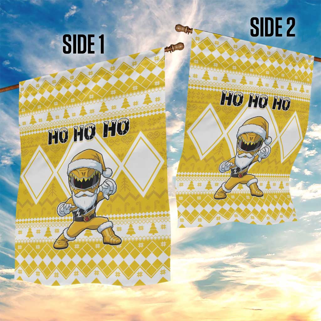 Power Yellow Ranger Santa Claus Garden Flag Funny Christmas - Wonder Print Shop