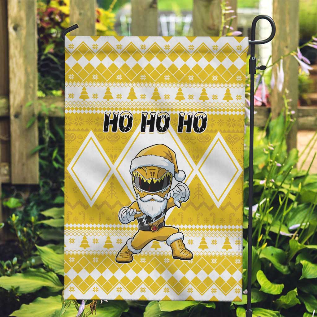 Power Yellow Ranger Santa Claus Garden Flag Funny Christmas - Wonder Print Shop