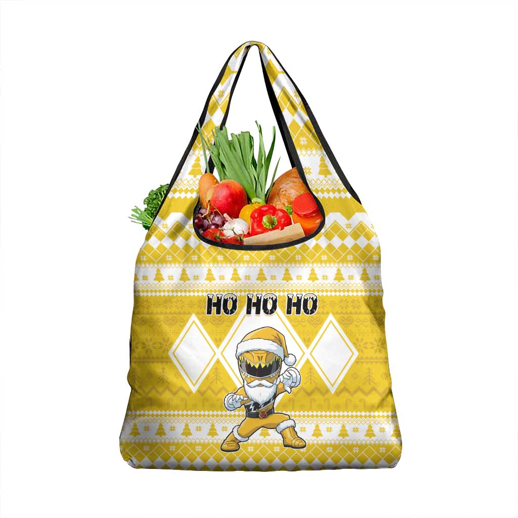 Power Yellow Ranger Santa Claus Grocery Bag Funny Christmas - Wonder Print Shop