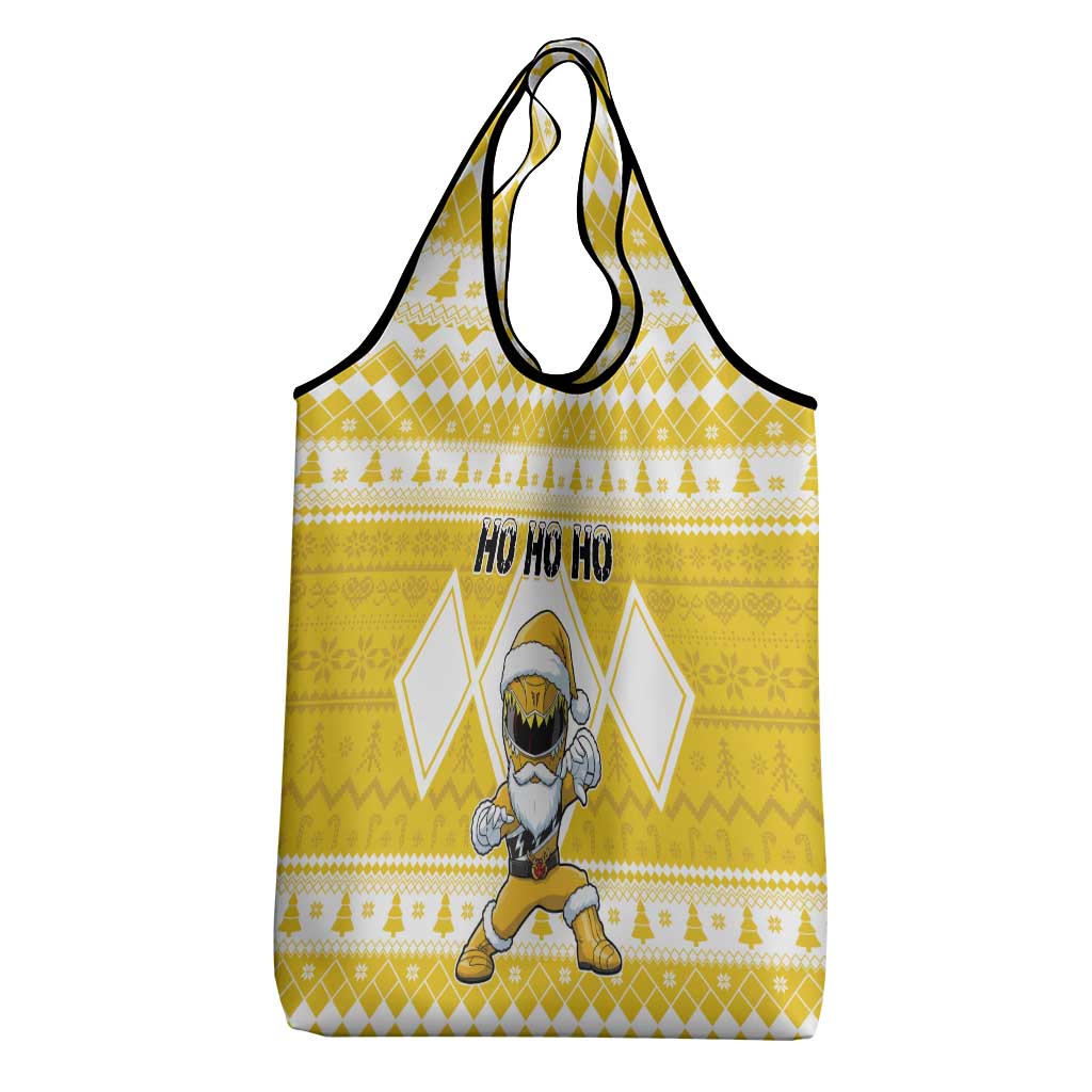 Power Yellow Ranger Santa Claus Grocery Bag Funny Christmas - Wonder Print Shop
