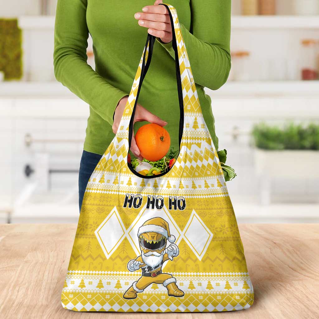 Power Yellow Ranger Santa Claus Grocery Bag Funny Christmas - Wonder Print Shop