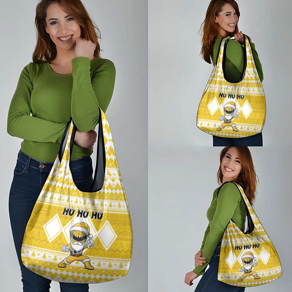 Power Yellow Ranger Santa Claus Grocery Bag Funny Christmas - Wonder Print Shop