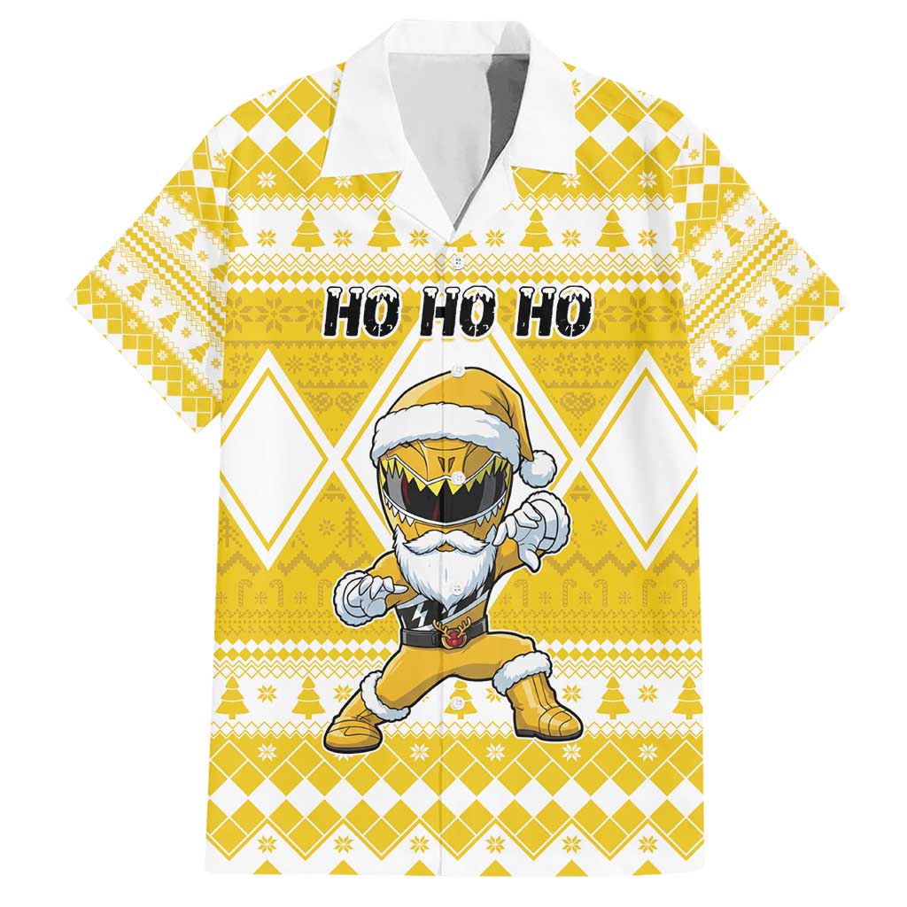 Personalized Power Yellow Ranger Santa Claus Hawaiian Shirt Funny Christmas - Wonder Print Shop