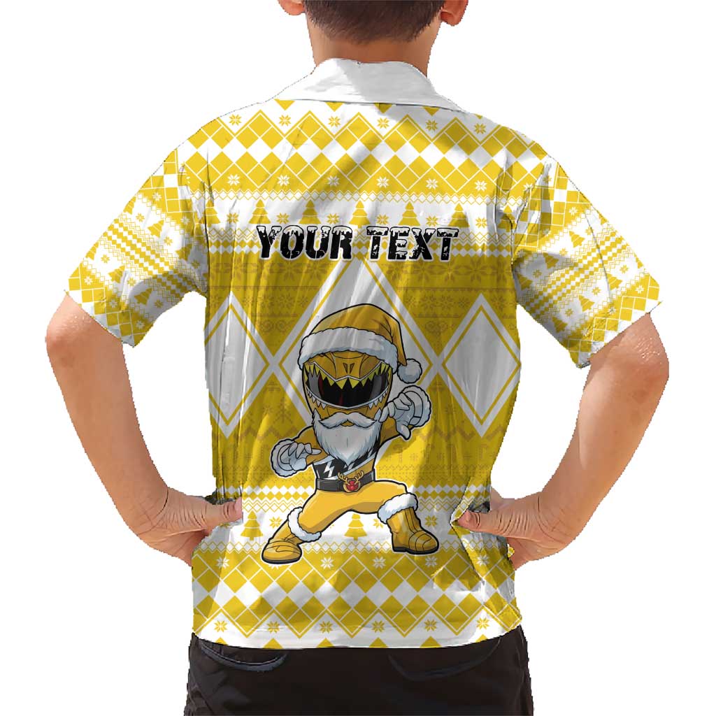 Personalized Power Yellow Ranger Santa Claus Hawaiian Shirt Funny Christmas - Wonder Print Shop
