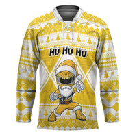 Personalized Power Yellow Ranger Santa Claus Hockey Jersey Funny Christmas - Wonder Print Shop