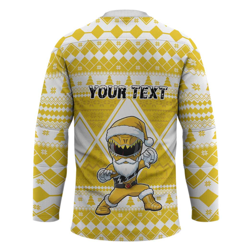 Personalized Power Yellow Ranger Santa Claus Hockey Jersey Funny Christmas - Wonder Print Shop