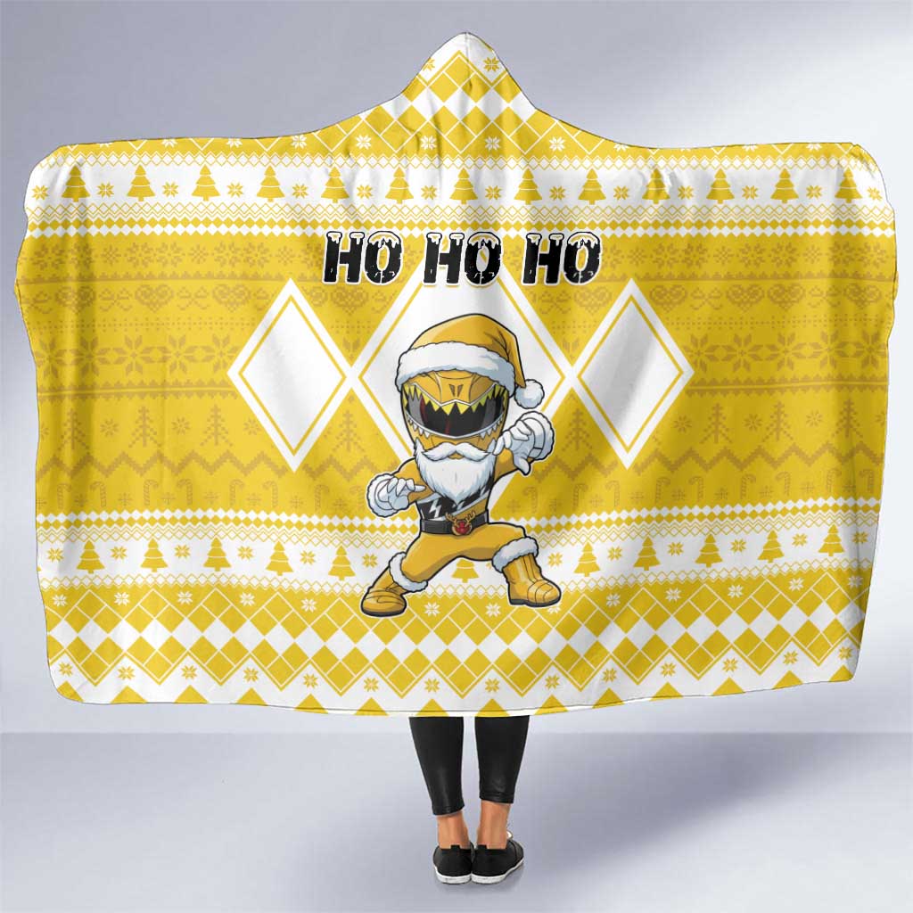 Power Yellow Ranger Santa Claus Hooded Blanket Funny Christmas - Wonder Print Shop