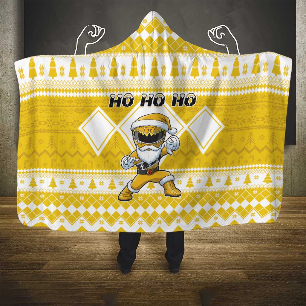Power Yellow Ranger Santa Claus Hooded Blanket Funny Christmas - Wonder Print Shop