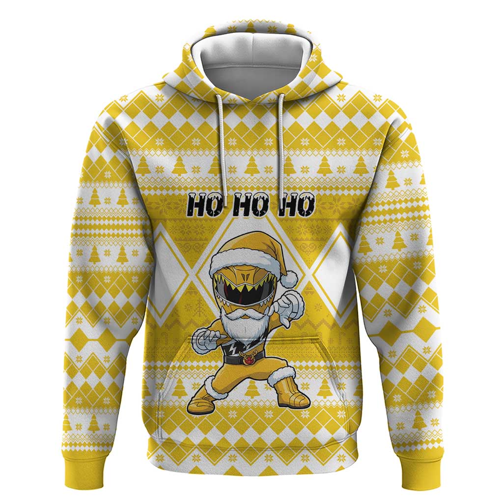 Personalized Power Yellow Ranger Santa Claus Hoodie Funny Christmas - Wonder Print Shop