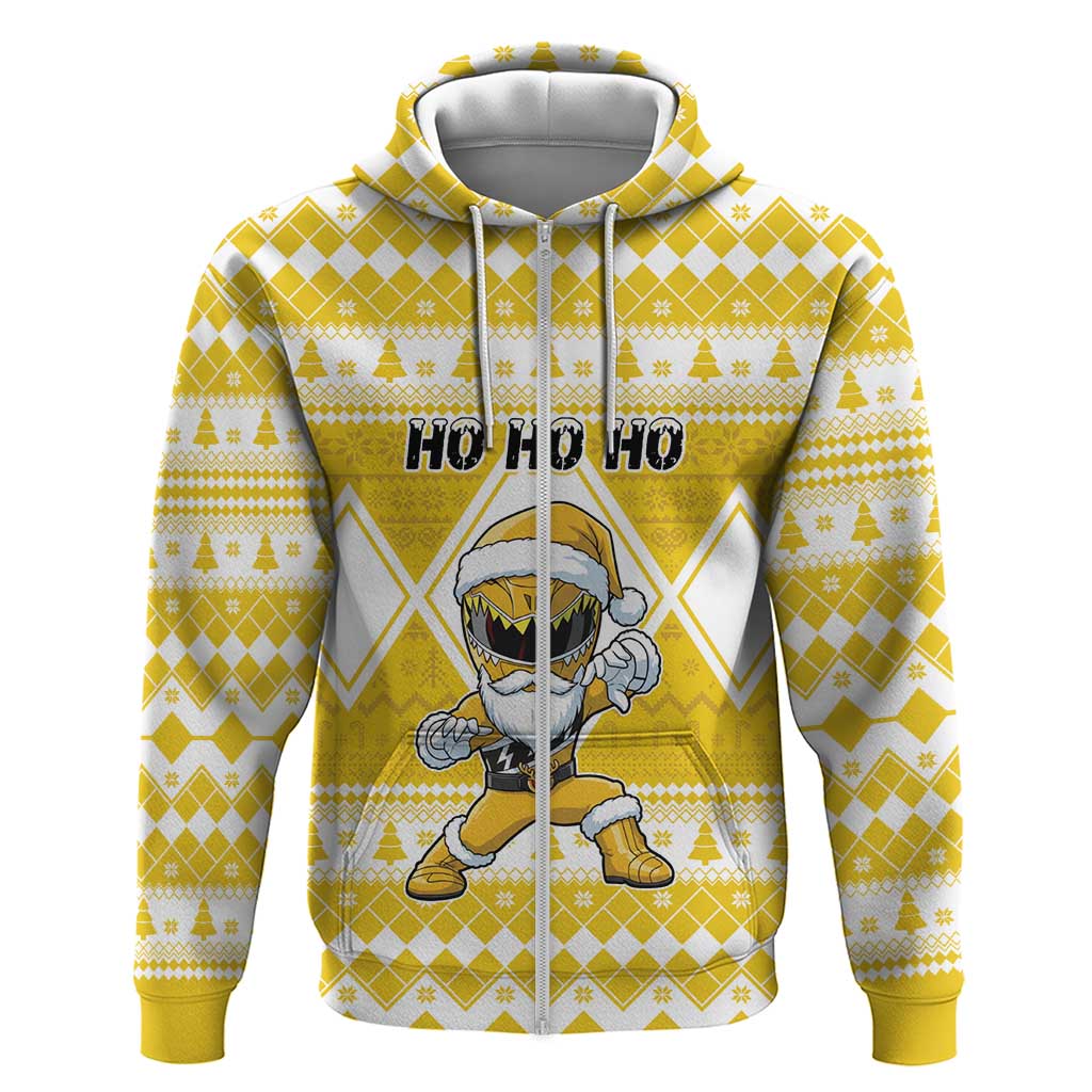 Personalized Power Yellow Ranger Santa Claus Hoodie Funny Christmas - Wonder Print Shop