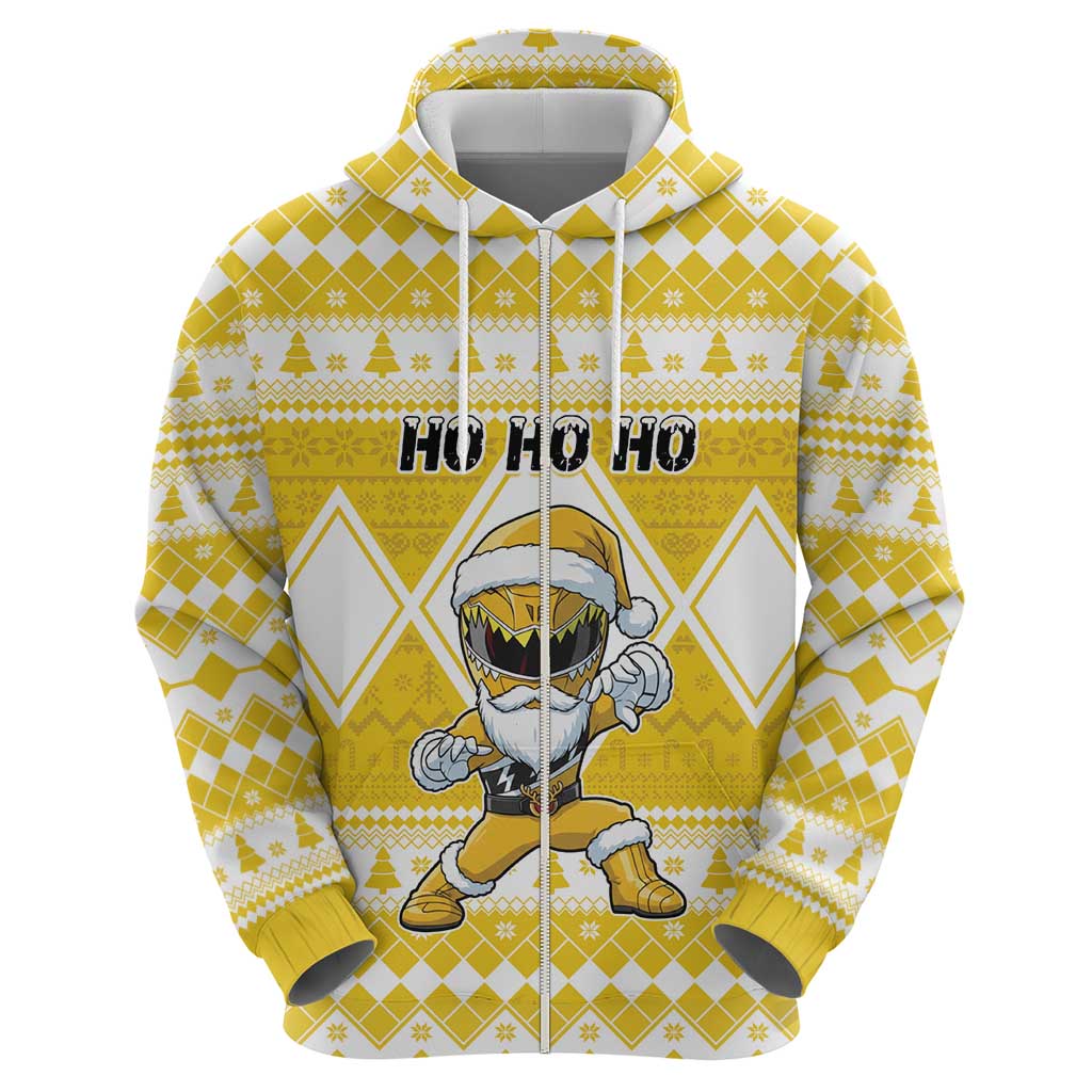 Personalized Power Yellow Ranger Santa Claus Hoodie Funny Christmas - Wonder Print Shop