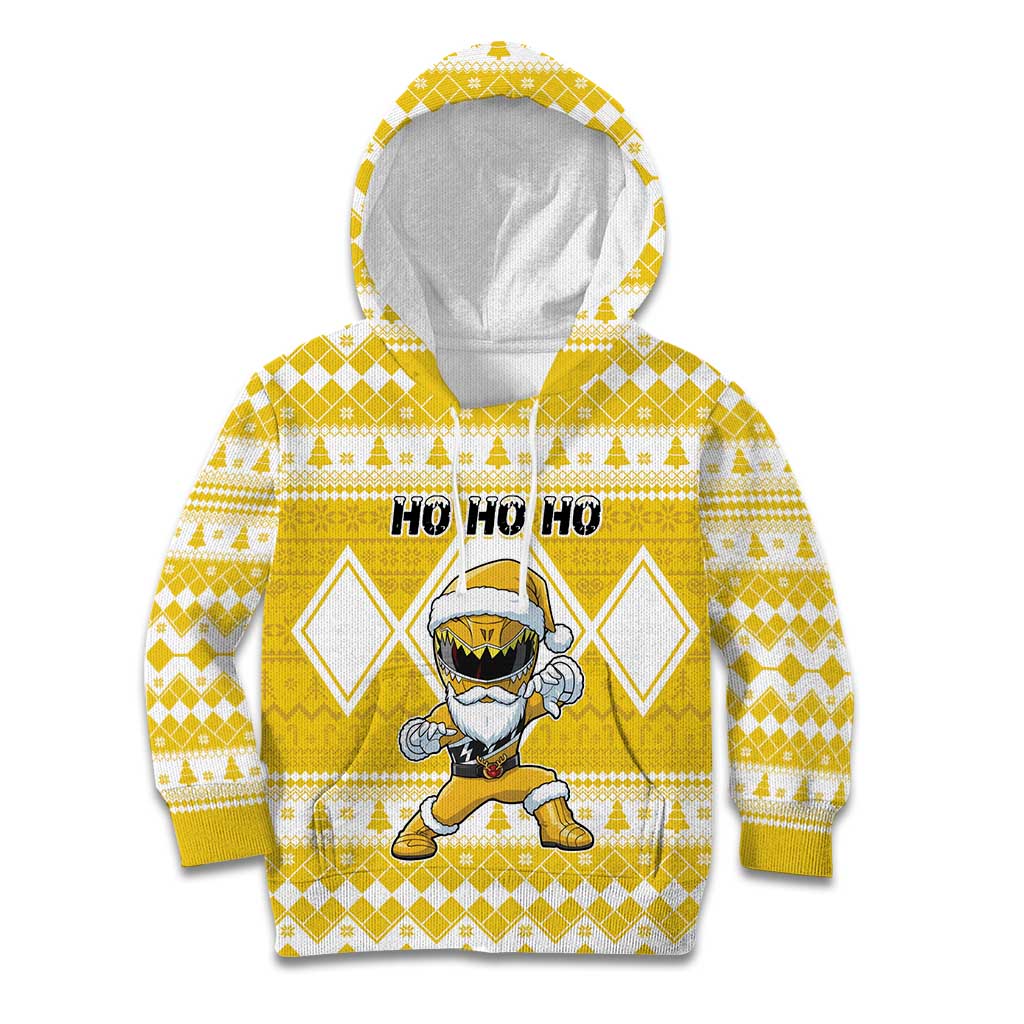 Personalized Power Yellow Ranger Santa Claus Kid Hoodie Funny Christmas - Wonder Print Shop