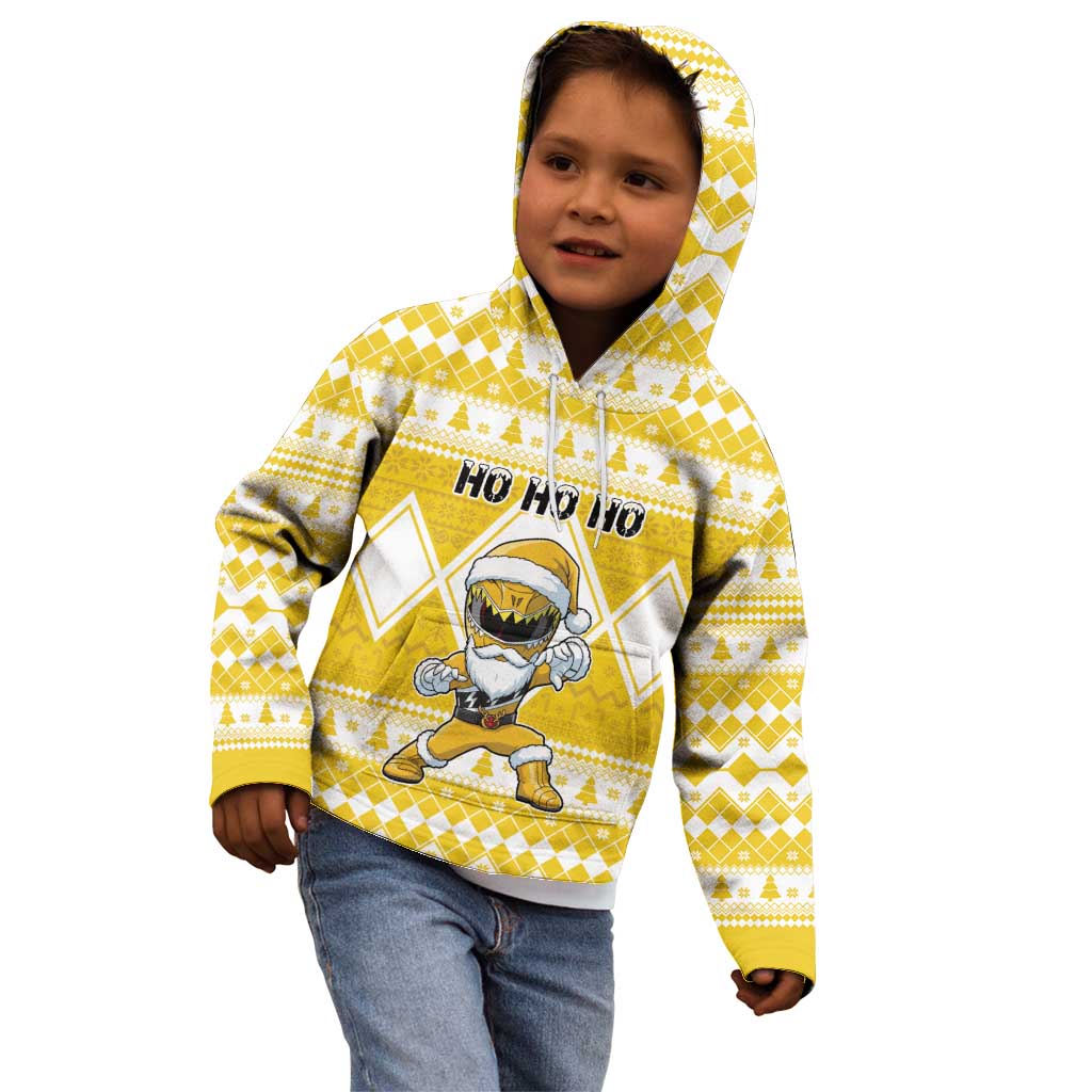 Personalized Power Yellow Ranger Santa Claus Kid Hoodie Funny Christmas - Wonder Print Shop