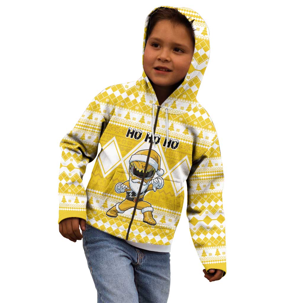 Personalized Power Yellow Ranger Santa Claus Kid Hoodie Funny Christmas - Wonder Print Shop