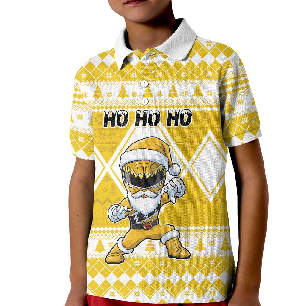 Personalized Power Yellow Ranger Santa Claus Kid Polo Shirt Funny Christmas - Wonder Print Shop