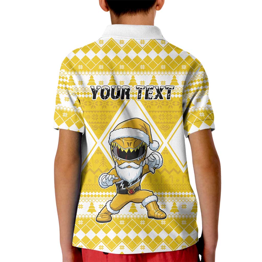 Personalized Power Yellow Ranger Santa Claus Kid Polo Shirt Funny Christmas - Wonder Print Shop