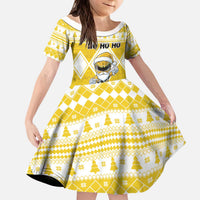 Personalized Power Yellow Ranger Santa Claus Kid Short Sleeve Dress Funny Christmas - Wonder Print Shop
