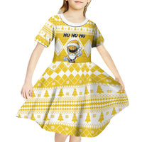 Personalized Power Yellow Ranger Santa Claus Kid Short Sleeve Dress Funny Christmas - Wonder Print Shop