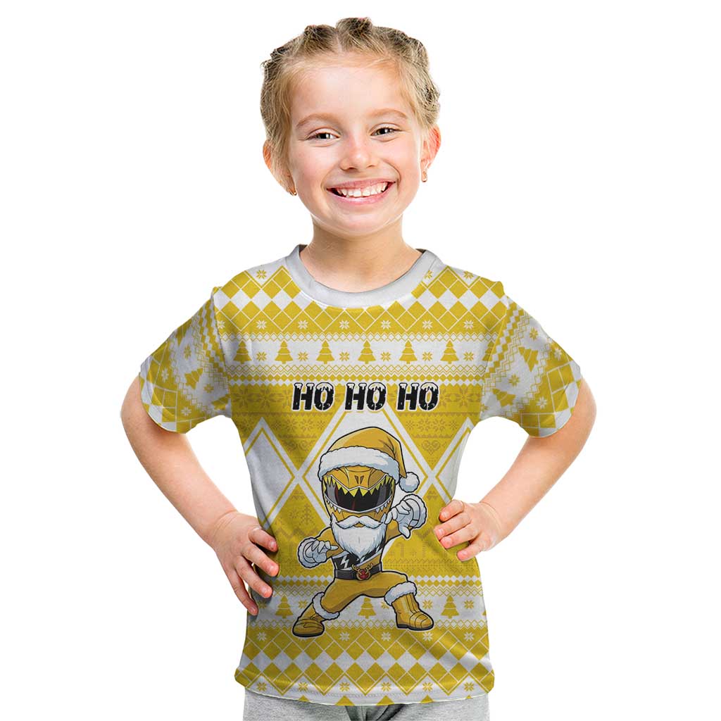 Personalized Power Yellow Ranger Santa Claus Kid T Shirt Funny Christmas - Wonder Print Shop