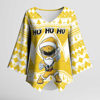 Personalized Power Yellow Ranger Santa Claus Kimono Sleeve Blouse Funny Christmas - Wonder Print Shop