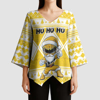 Personalized Power Yellow Ranger Santa Claus Kimono Sleeve Blouse Funny Christmas - Wonder Print Shop