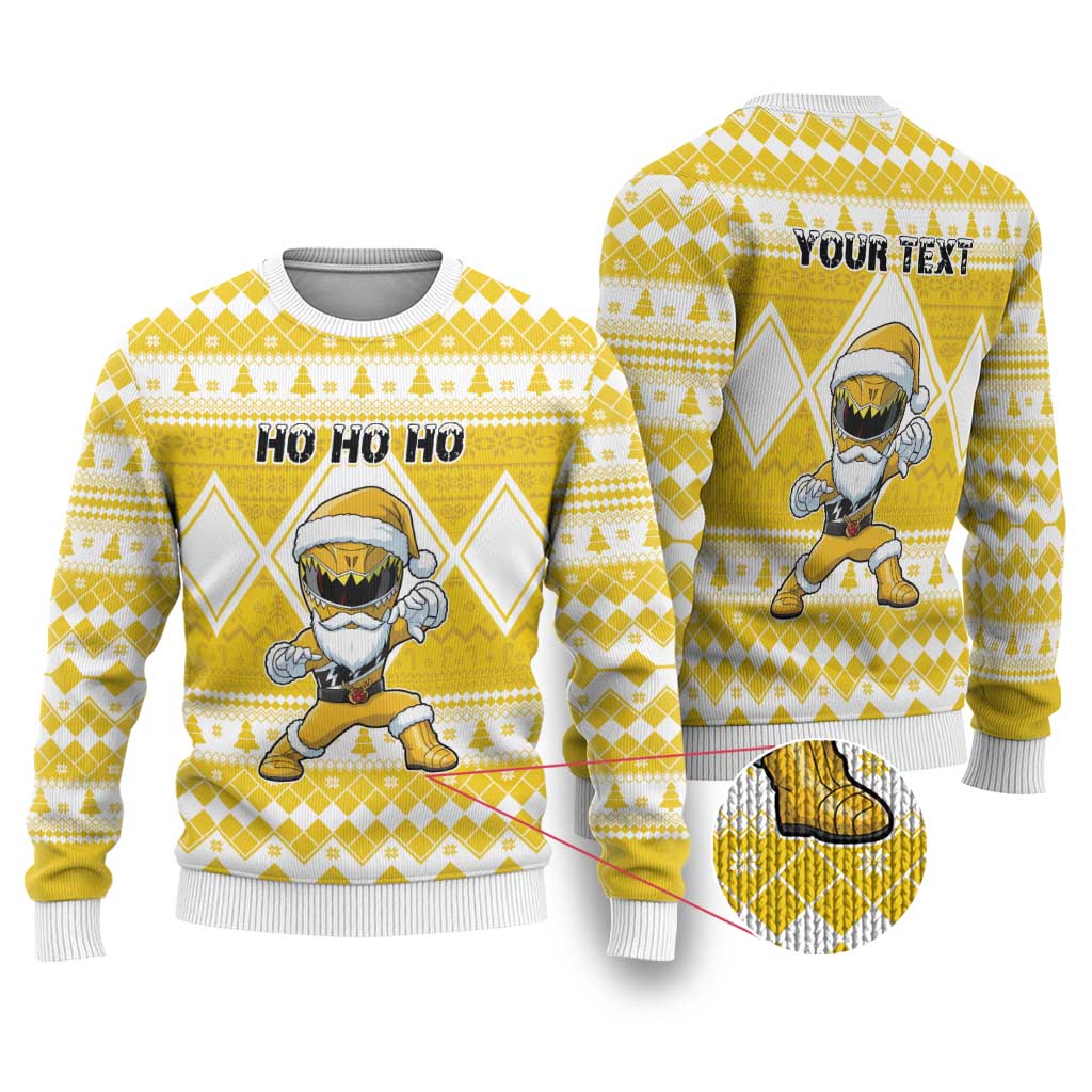 Power Yellow Ranger Santa Claus Ugly Christmas Sweater Funny Christmas - Wonder Print Shop