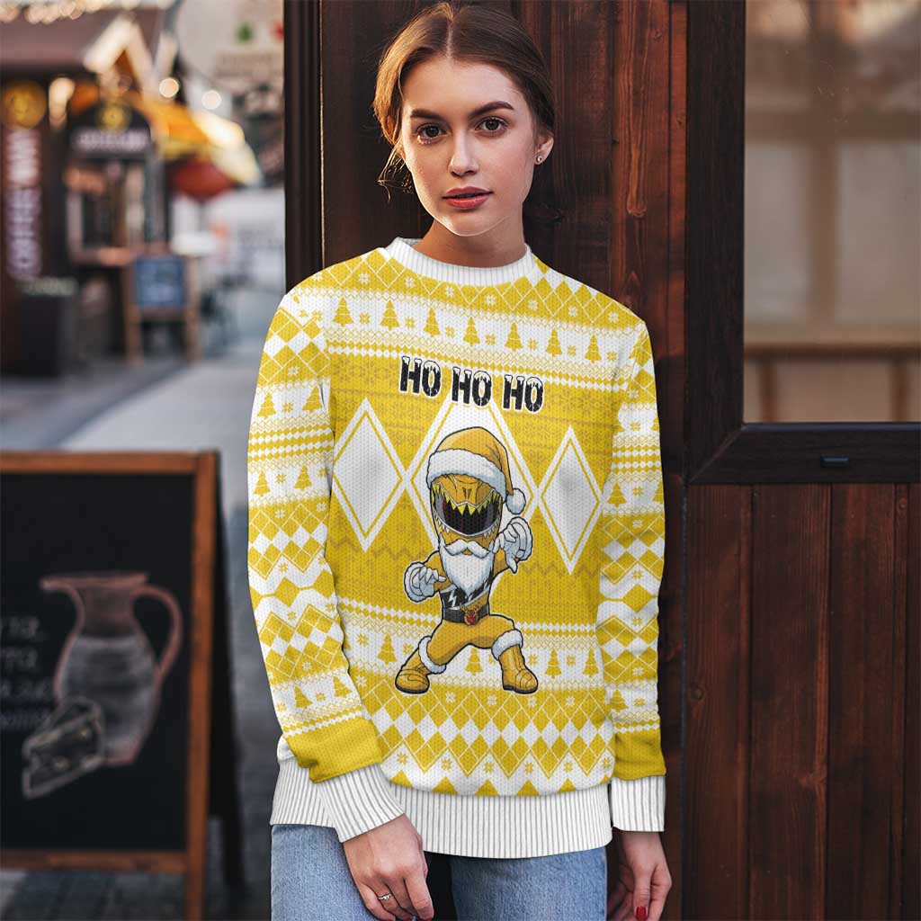 Power Yellow Ranger Santa Claus Ugly Christmas Sweater Funny Christmas - Wonder Print Shop