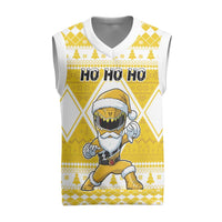 Power Yellow Ranger Santa Claus Christmas Knitted V-Neck Vest Funny Christmas - Wonder Print Shop