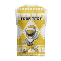 Power Yellow Ranger Santa Claus Christmas Knitted V-Neck Vest Funny Christmas - Wonder Print Shop