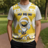 Power Yellow Ranger Santa Claus Christmas Knitted V-Neck Vest Funny Christmas - Wonder Print Shop