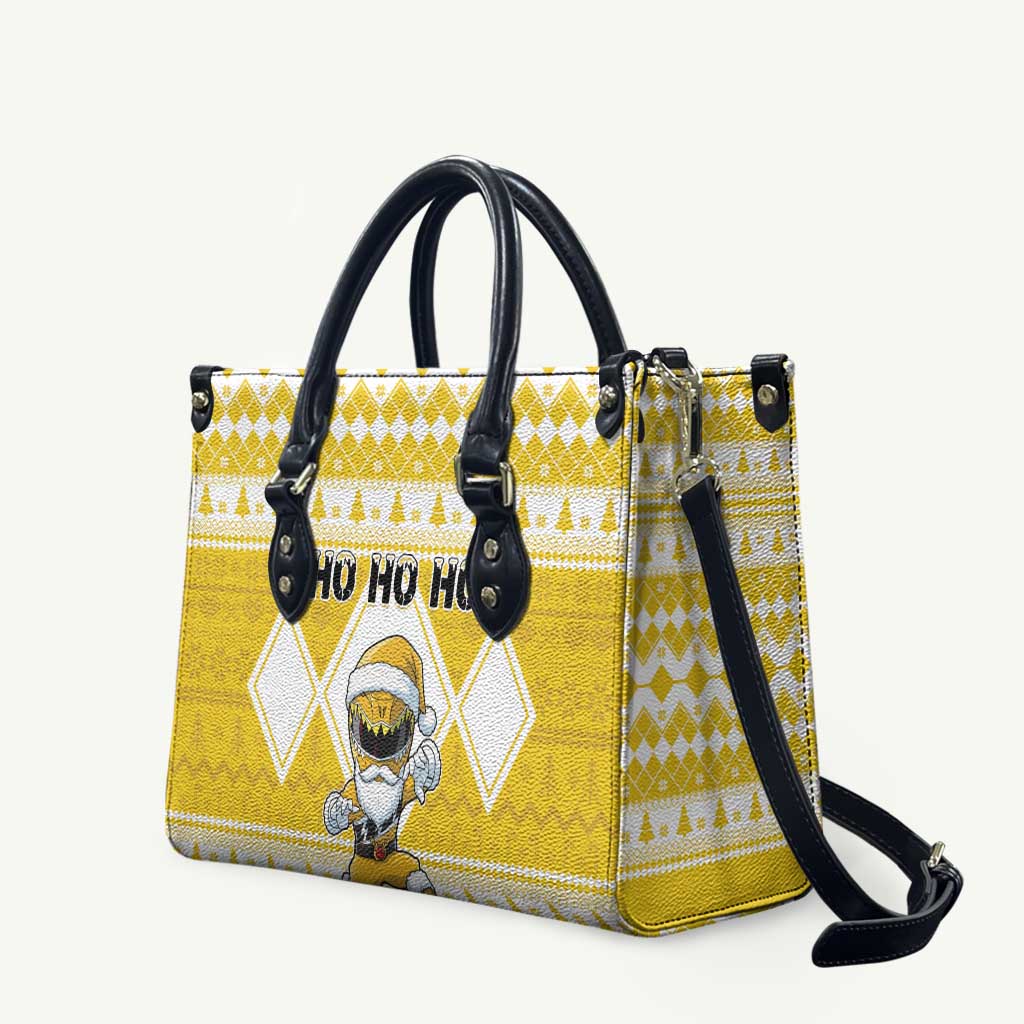 Power Yellow Ranger Santa Claus Leather Bag Funny Christmas - Wonder Print Shop