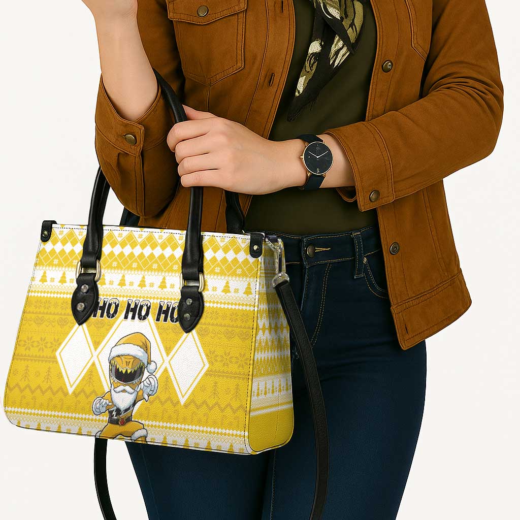 Power Yellow Ranger Santa Claus Leather Bag Funny Christmas - Wonder Print Shop