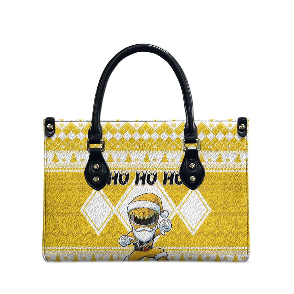 Power Yellow Ranger Santa Claus Leather Bag Funny Christmas - Wonder Print Shop