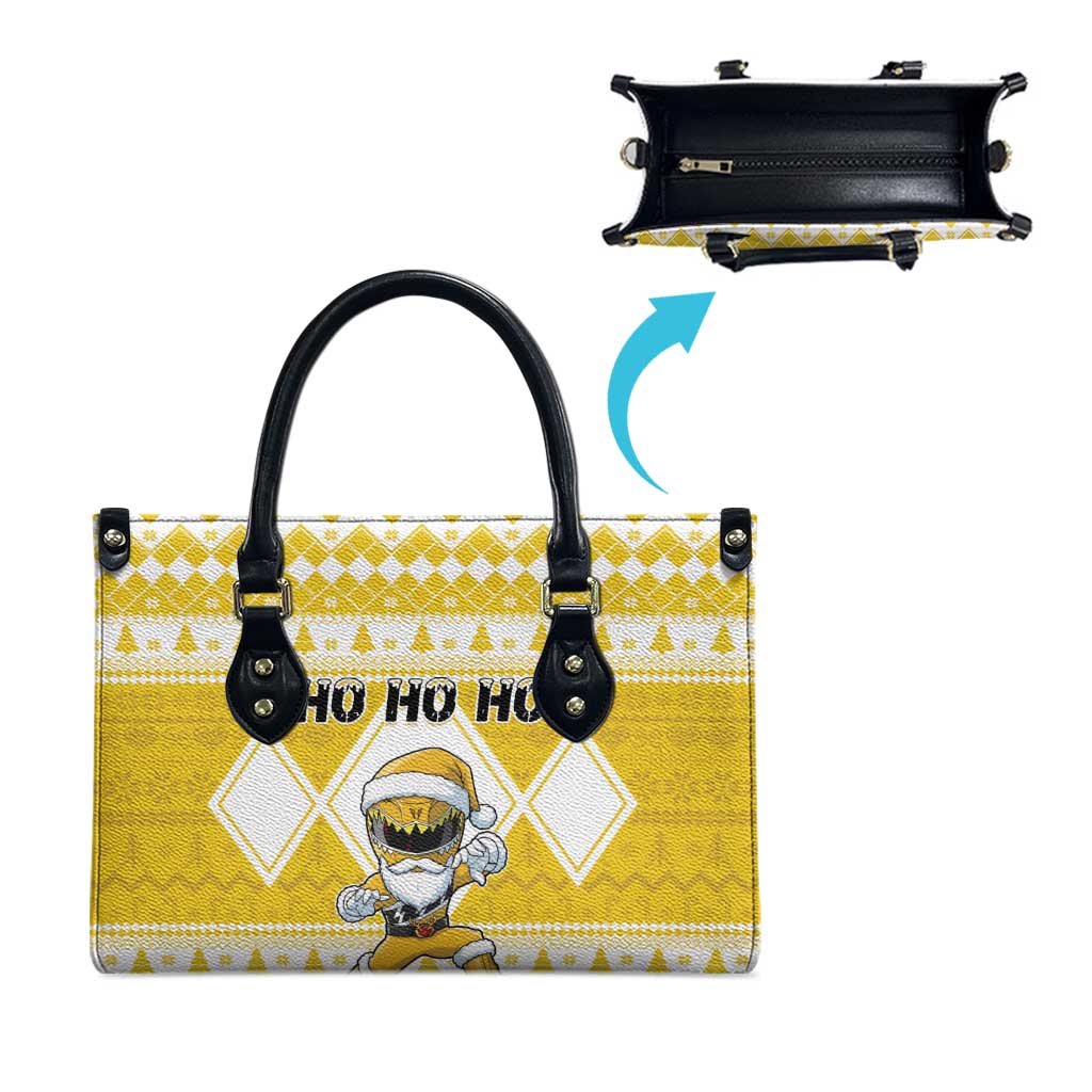 Power Yellow Ranger Santa Claus Leather Bag Funny Christmas - Wonder Print Shop