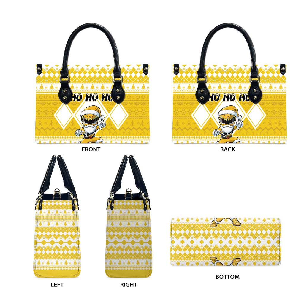Power Yellow Ranger Santa Claus Leather Bag Funny Christmas - Wonder Print Shop