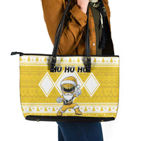 Power Yellow Ranger Santa Claus Leather Tote Bag Funny Christmas - Wonder Print Shop