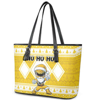 Power Yellow Ranger Santa Claus Leather Tote Bag Funny Christmas - Wonder Print Shop