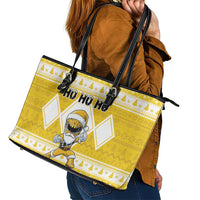 Power Yellow Ranger Santa Claus Leather Tote Bag Funny Christmas - Wonder Print Shop