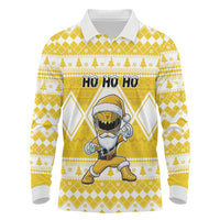 Personalized Power Yellow Ranger Santa Claus Long Sleeve Polo Shirt Funny Christmas - Wonder Print Shop
