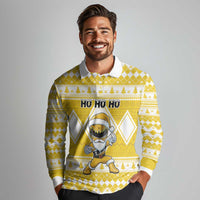 Personalized Power Yellow Ranger Santa Claus Long Sleeve Polo Shirt Funny Christmas - Wonder Print Shop
